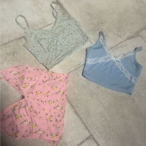 Coquette Floral and Lace Cropped Cami Set